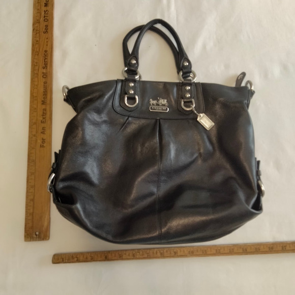 Coach Black Leather Purse Satchel Handbag - Picture 6 of 16